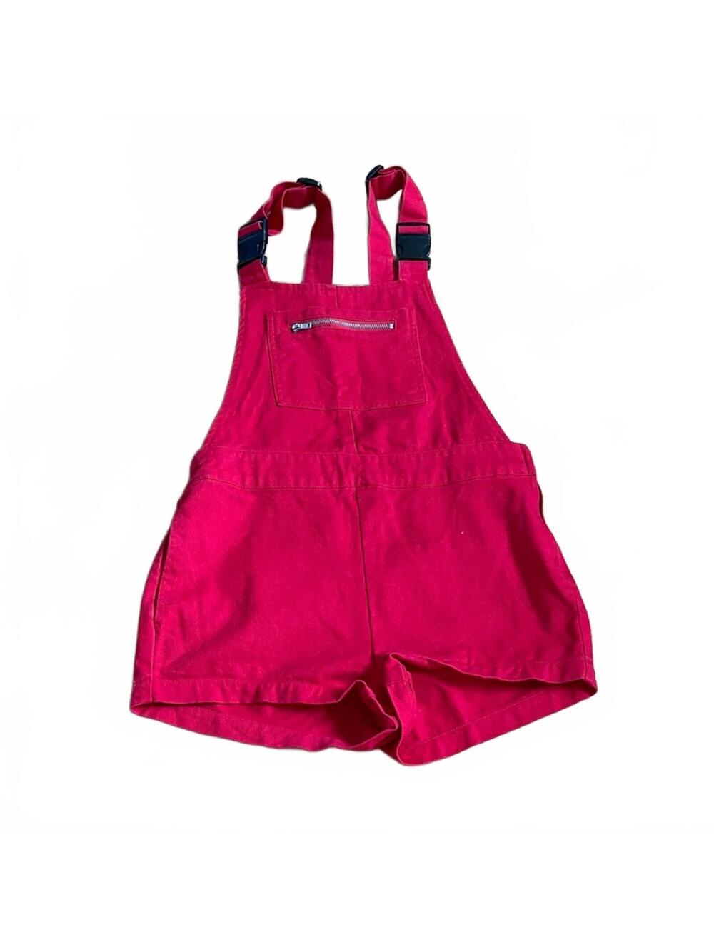 Red Short Overalls Size Medium Y2K